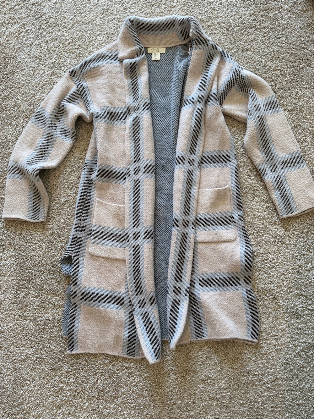 Jessica Simpson Plaid Open-Front Long Cardigan Coat